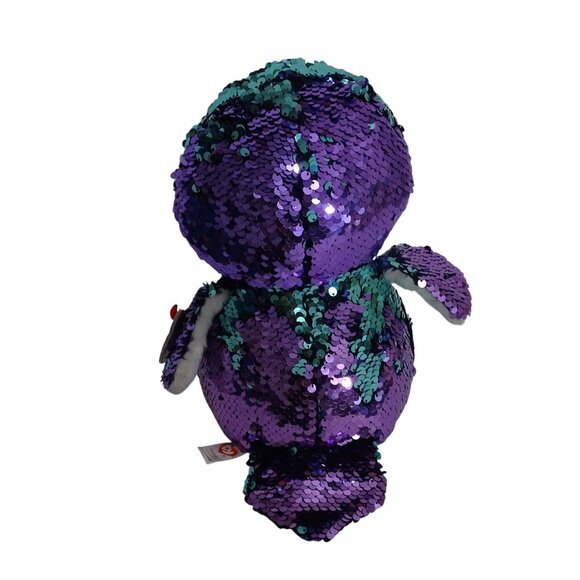 Ty Flippables Moonlight Owl Sequin Purple Green Stuffed Animal Plush Soft Toy 9" - Picture 2 of 16